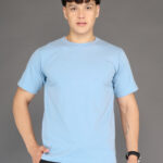 Men's Luxury Pima Cotton Round Neck Sky Blue T-Shirt, Soft, Lightweight, Everyday Comfort