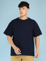 Men's Luxury Pima Cotton Oversized Navy Blue T-Shirt, Soft, Lightweight, Everyday Comfort