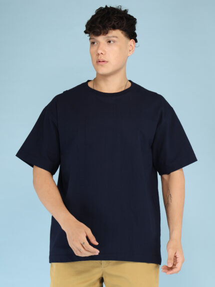 Men's Luxury Pima Cotton Oversized Navy Blue T-Shirt, Soft, Lightweight, Everyday Comfort