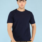 Men's Luxury Pima Cotton Round Neck Navy Blue T-Shirt, Soft, Lightweight, Everyday Comfort