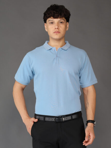 Men?s Luxury Pima Cotton Polo Sky Blue T-Shirt ? Soft, Lightweight, Everyday Comfort
