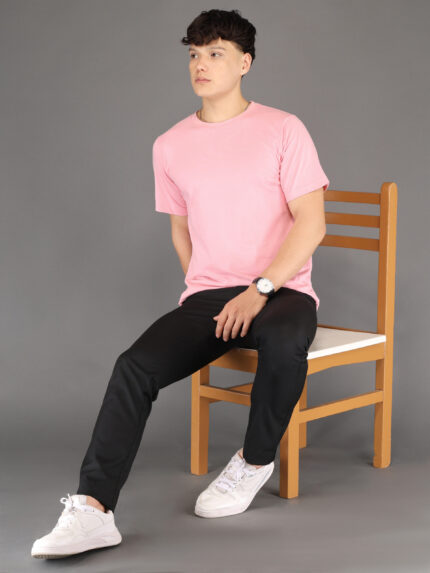 Men?s Luxury Pima Cotton Round Neck Pink T-Shirt ? Soft, Lightweight, Everyday Comfort