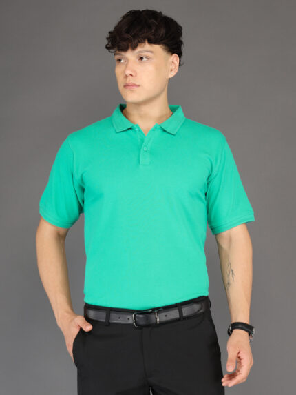 Men?s Luxury Pima Cotton Polo Sea Green T-Shirt ? Soft, Lightweight, Everyday Comfort