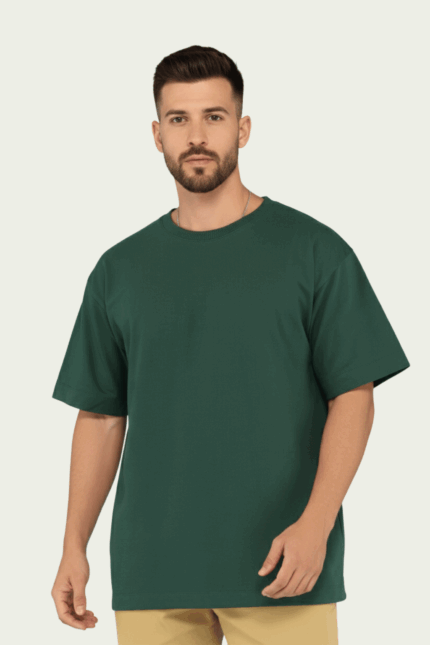 Men's Luxury Pima Cotton Oversized Bottle Green T-Shirt – Soft, Lightweight, Everyday Comfort