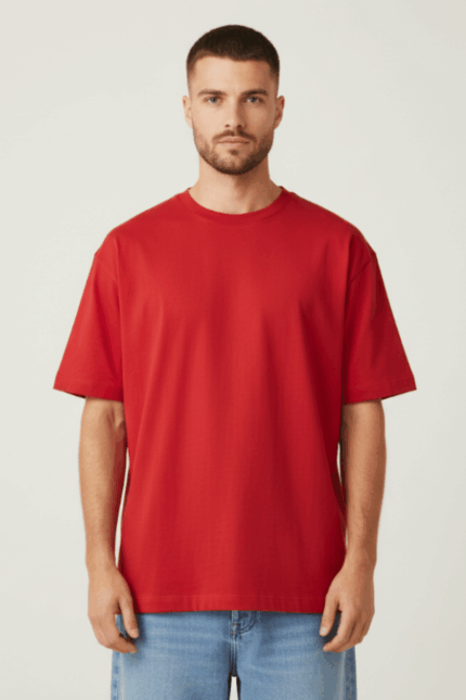 Men's Luxury Pima Cotton Oversized Red T-Shirt – Soft, Lightweight, Everyday Comfort