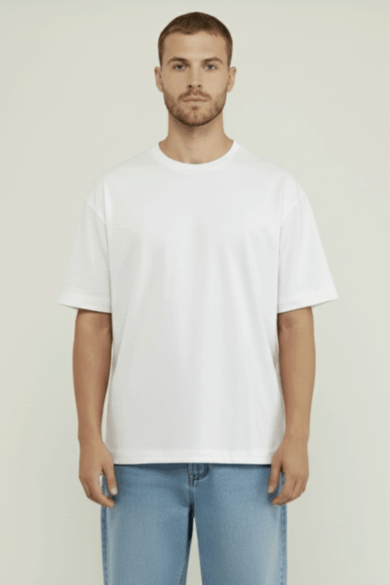 Men’s Luxury Pima Cotton White Oversized T-Shirt – Soft, Lightweight, and Perfect for Everyday Comfort
