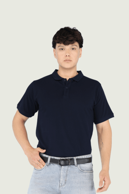 Men's Luxury Pima Cotton Navy Blue Polo T-Shirt – Soft, Lightweight, Everyday Comfort
