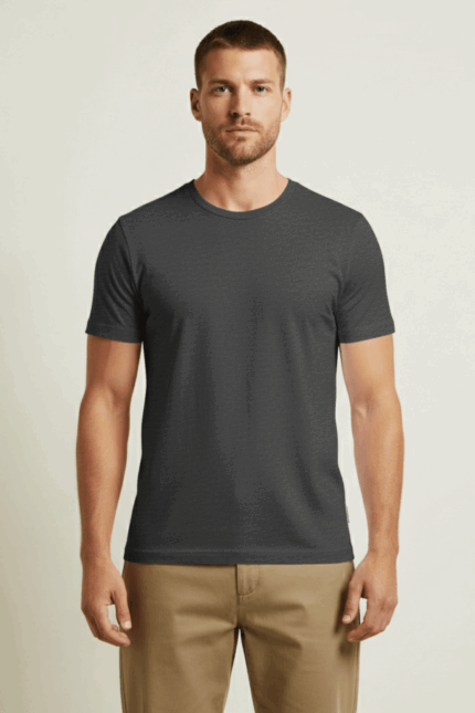 Men’s Luxury Pima Cotton Round Neck T-Shirt – Charcoal | Soft, Lightweight & Everyday Comfort