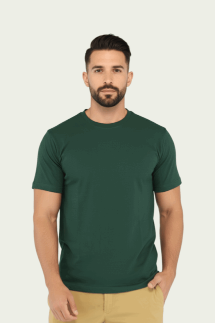 Men’s Luxury Pima Cotton Round Neck T-Shirt – Bottle Green | Soft, Lightweight & Everyday Comfort