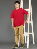 Men's Luxury Pima Cotton Oversized Red T-Shirt, Soft, Lightweight, Everyday Comfort - Image 2