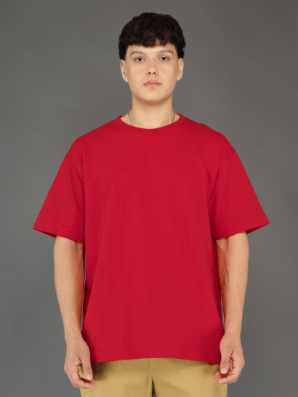 Men's Luxury Pima Cotton Oversized Red T-Shirt, Soft, Lightweight, Everyday Comfort