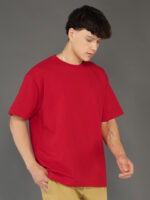 Men's Luxury Pima Cotton Oversized Red T-Shirt, Soft, Lightweight, Everyday Comfort - Image 4