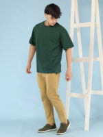 Men's Luxury Pima Cotton Oversized Bottle Green T-Shirt, Soft, Lightweight, Everyday Comfort - Image 5