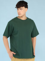 Men's Luxury Pima Cotton Oversized Bottle Green T-Shirt, Soft, Lightweight, Everyday Comfort