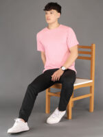 Men's Luxury Pima Cotton Round Neck Pink T-Shirt, Soft, Lightweight, Everyday Comfort