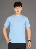 Men's Luxury Pima Cotton Round Neck Sky Blue T-Shirt, Soft, Lightweight, Everyday Comfort - Image 4