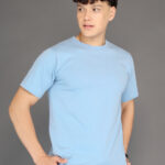 Men's Luxury Pima Cotton Round Neck Sky Blue T-Shirt, Soft, Lightweight, Everyday Comfort