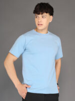Men's Luxury Pima Cotton Round Neck Sky Blue T-Shirt, Soft, Lightweight, Everyday Comfort