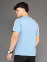 Men's Luxury Pima Cotton Round Neck Sky Blue T-Shirt, Soft, Lightweight, Everyday Comfort - Image 5