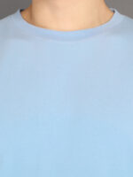 Men's Luxury Pima Cotton Round Neck Sky Blue T-Shirt, Soft, Lightweight, Everyday Comfort - Image 3