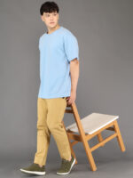Men's Luxury Pima Cotton Oversized Sky Blue T-Shirt, Soft, Lightweight, Everyday Comfort - Image 3