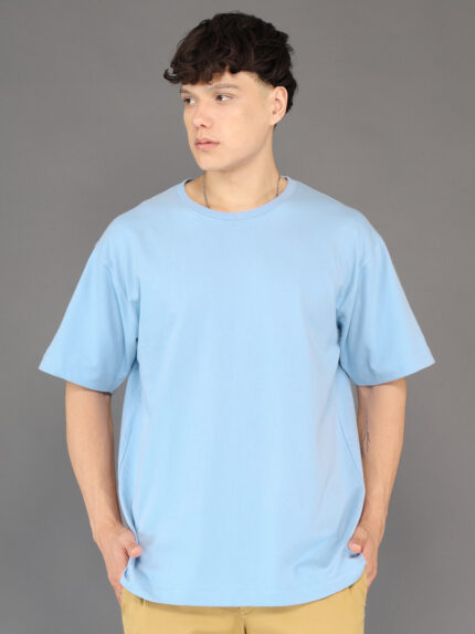 Men's Luxury Pima Cotton Oversized Sky Blue T-Shirt, Soft, Lightweight, Everyday Comfort
