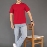 Men's Luxury Pima Cotton Round Neck Red T-Shirt, Soft, Lightweight, Everyday Comfort