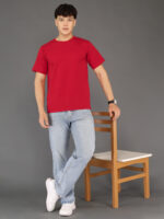 Men's Luxury Pima Cotton Round Neck Red T-Shirt, Soft, Lightweight, Everyday Comfort