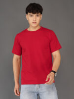 Men's Luxury Pima Cotton Round Neck Red T-Shirt, Soft, Lightweight, Everyday Comfort - Image 2
