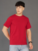 Men's Luxury Pima Cotton Round Neck Red T-Shirt, Soft, Lightweight, Everyday Comfort - Image 3
