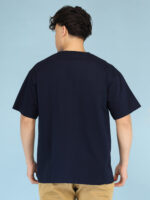 Men's Luxury Pima Cotton Oversized Navy Blue T-Shirt, Soft, Lightweight, Everyday Comfort - Image 4
