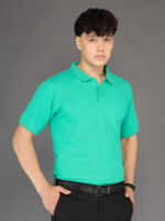 Men's Luxury Pima Cotton Polo Sea Green T-Shirt, Soft, Lightweight, Everyday Comfort - Image 3