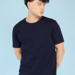 Men's Luxury Pima Cotton Round Neck Navy Blue T-Shirt, Soft, Lightweight, Everyday Comfort