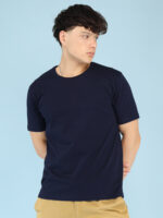 Men's Luxury Pima Cotton Round Neck Navy Blue T-Shirt, Soft, Lightweight, Everyday Comfort