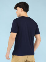 Men's Luxury Pima Cotton Round Neck Navy Blue T-Shirt, Soft, Lightweight, Everyday Comfort - Image 4