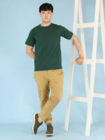 Men's Luxury Pima Cotton Round Neck Bottle Green T-Shirt, Soft, Lightweight, Everyday Comfort - Image 2