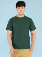 Men's Luxury Pima Cotton Round Neck Bottle Green T-Shirt, Soft, Lightweight, Everyday Comfort - Image 3