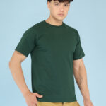 Men's Luxury Pima Cotton Round Neck Bottle Green T-Shirt, Soft, Lightweight, Everyday Comfort