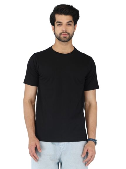 Men’s Luxury Pima Cotton Round Neck Black T-Shirt – Soft, Lightweight, Everyday Comfort