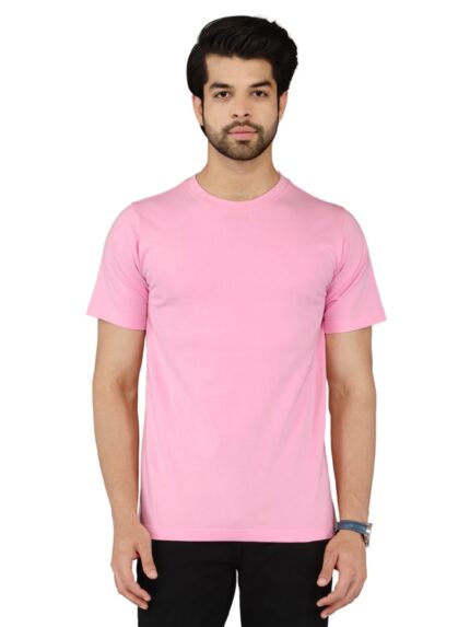 Men’s Luxury Pima Cotton Round Neck Pink T-Shirt – Soft, Lightweight, Everyday Comfort