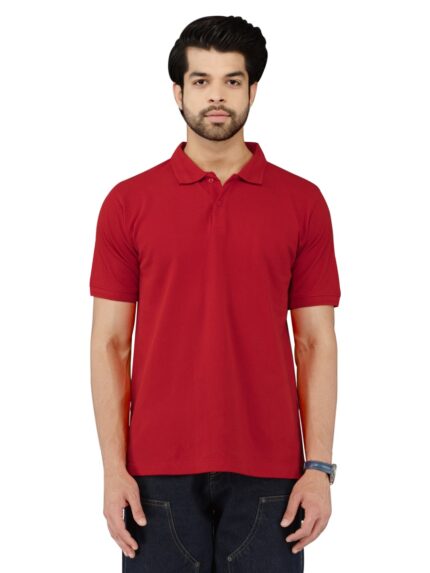 Men’s Luxury Pima Cotton Polo Red T-Shirt – Soft, Lightweight, Everyday Comfort